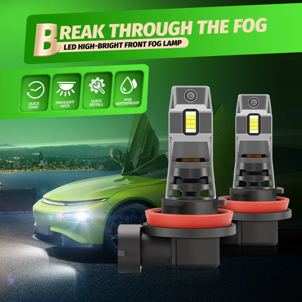 

2Pcs H11 LED Car Headlight Bulbs 6000K IP68 Waterproof Car HeadLights 20000LM Super Bright Auto Headlamps 6000K White