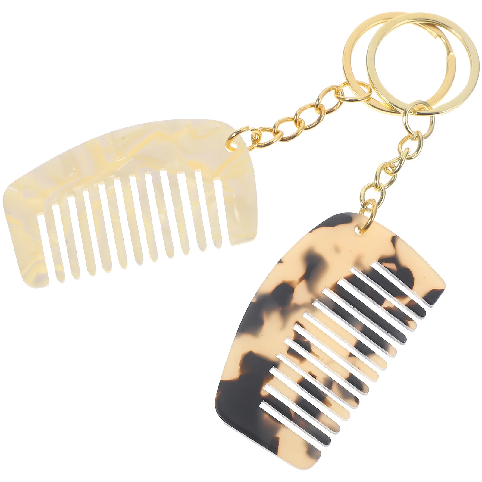 

2Pcs Mini Comb Keychain Trendy Design Long-Lasting Wide Tooth Comb for Taming Curly Hair Detangling on The Go Compact Keyring