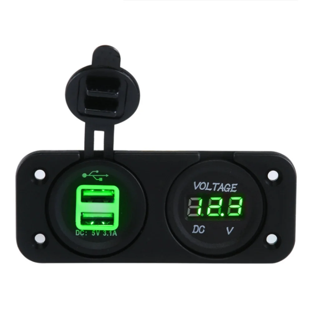Dual USB Power Distribution Panel with Digital Voltage Indicator for 12V 24V Vehicles Boats and RV Installations
