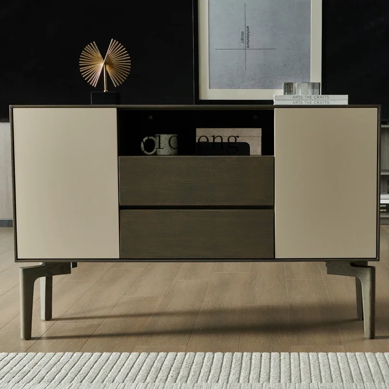 

ZZ Sideboard Cabinet Solid Wood Italian Modern Simple White Color Matching Wall Side Locker