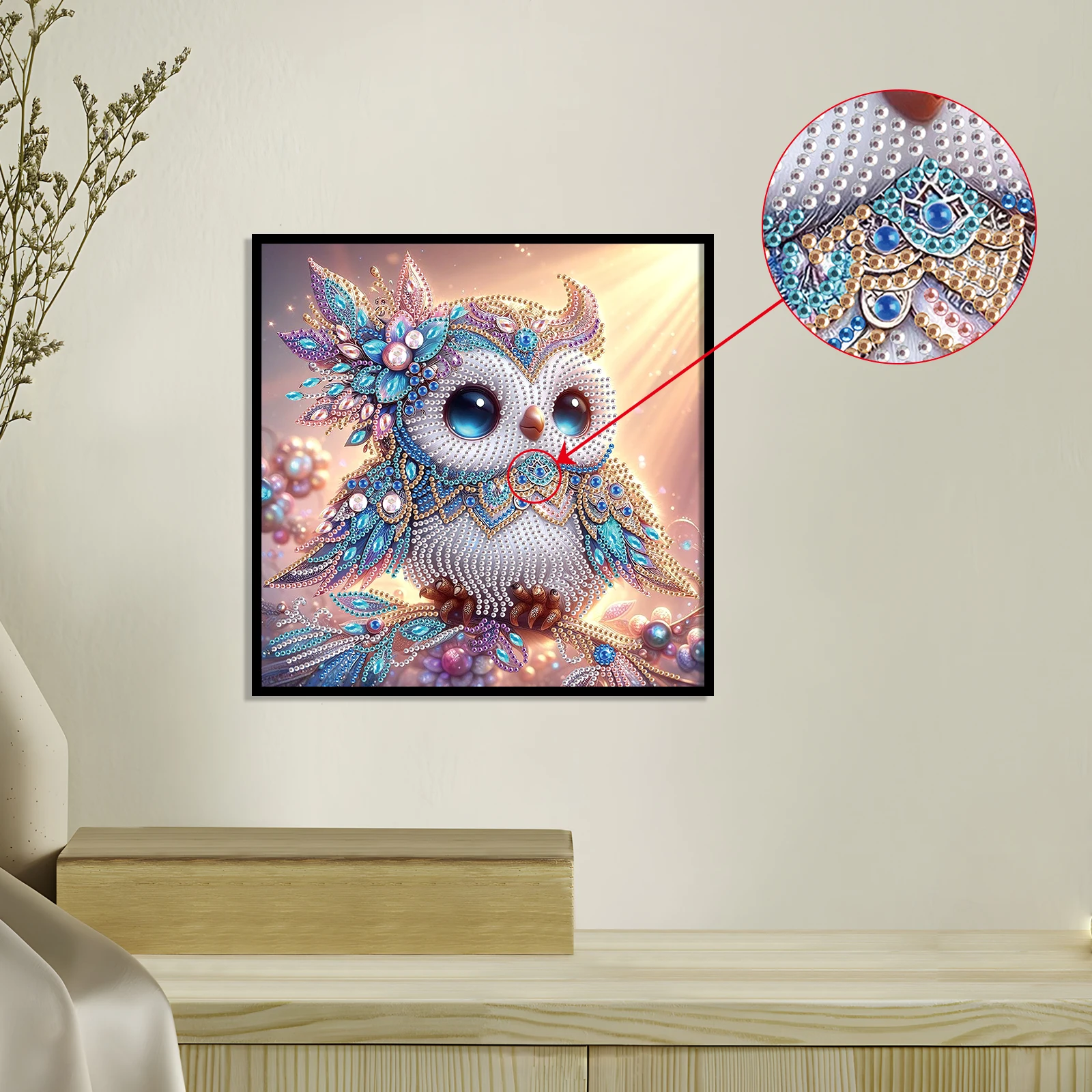 Owl Special Shape Diamond Art Painting Kit for Adult Beginner,Crystal Diamond Special Shape Kit for Home Wall Decoration Gift view 4