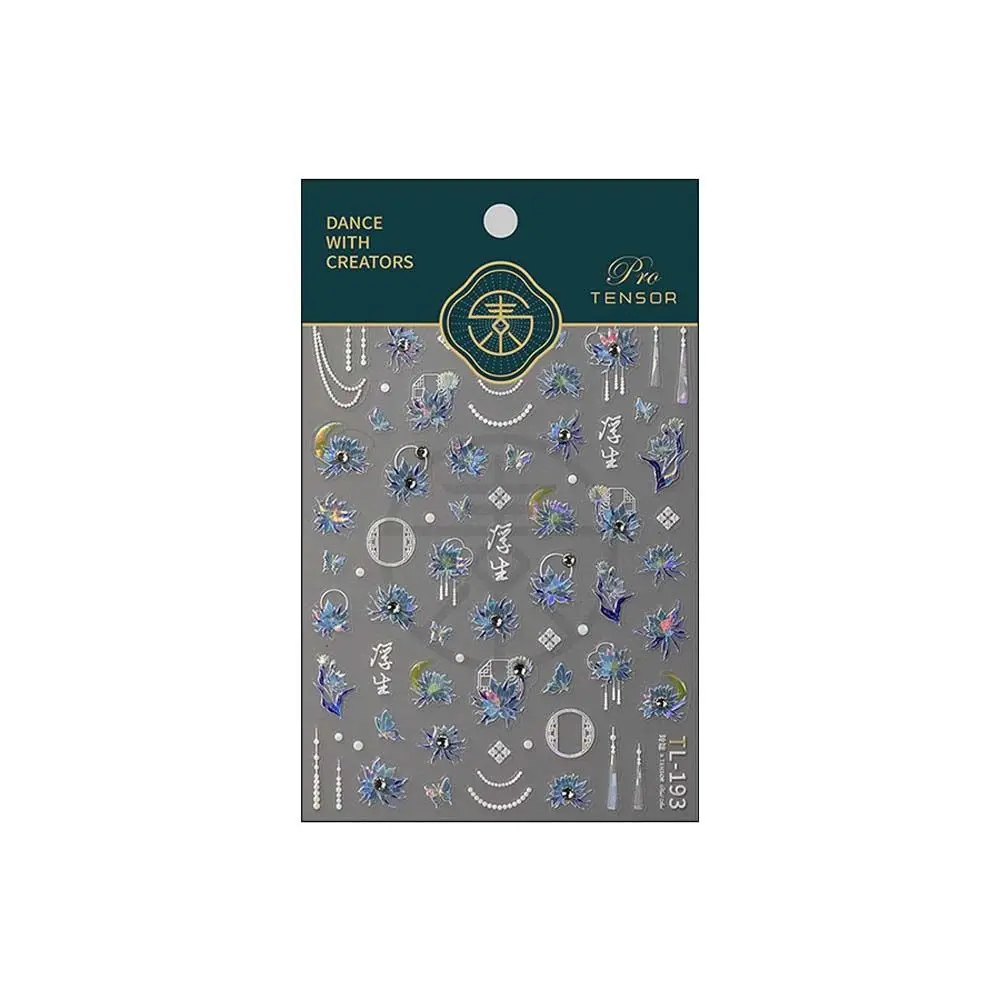 Shell Light Diamond Flower Nail Stickers Rhinestone Manicure Ornaments Diamond Flower Nail Decals Blue Korean Nail Art