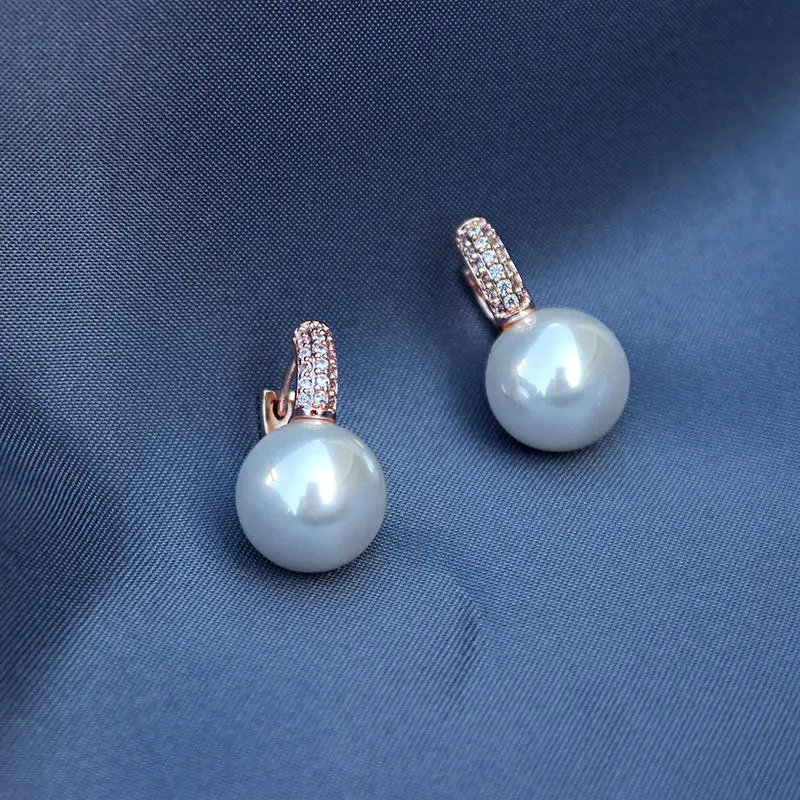 Premium sense pearl temperament Hong Kong style stud earrings versatile earrings