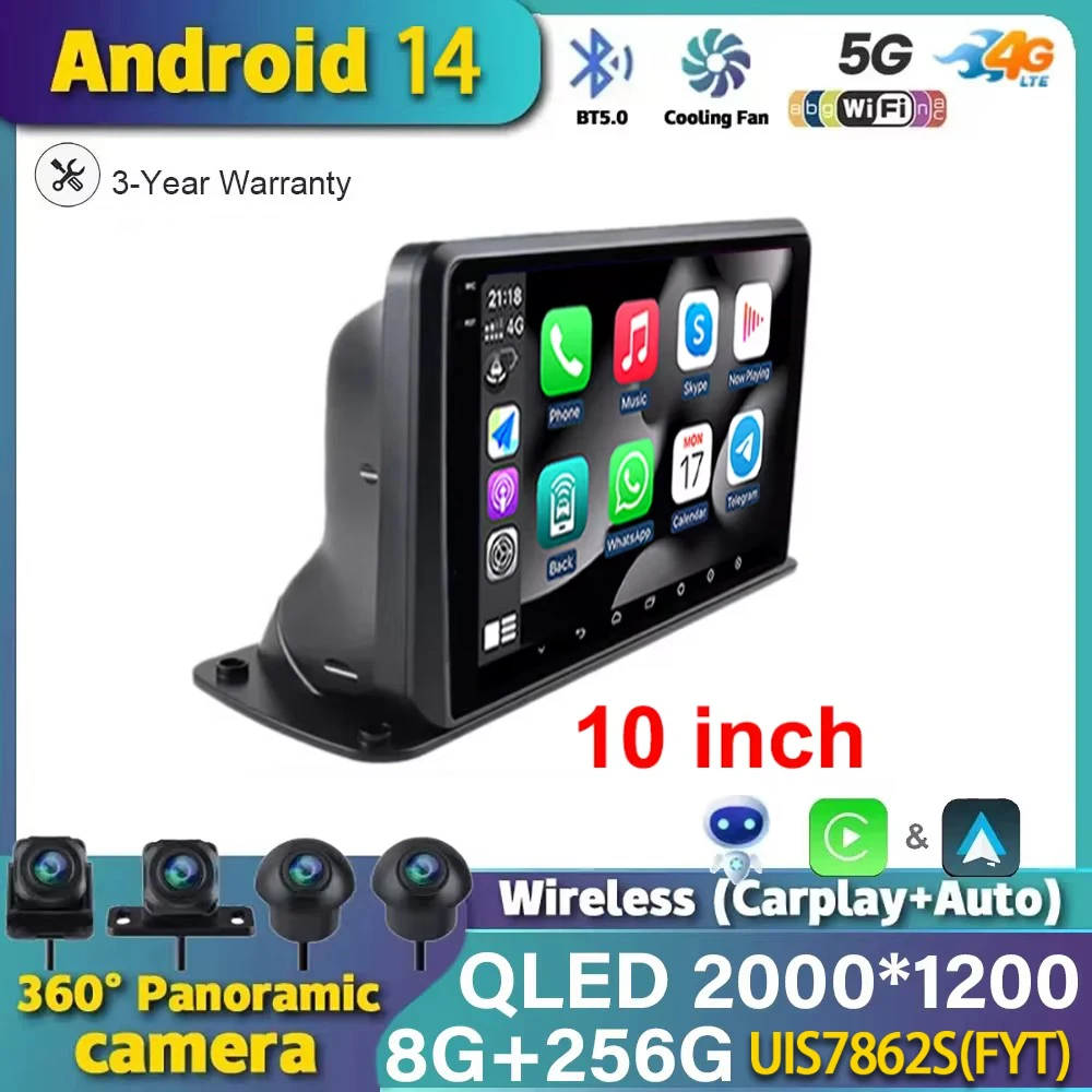 

10‘ Universal 2Din Radio Android 14 GPS Carplay Dashboard for Car Truck or RV Stereo Panel Dashboard Mount for VW toyota