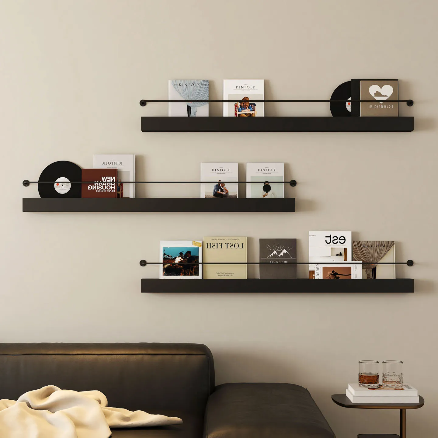 Nordic wrought iron bookshelf, newspaper rack, wall hanging, simple and creative newspaper rack, magazine display shelf