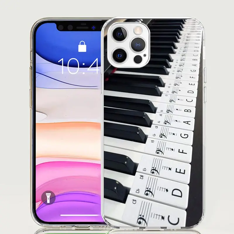 Music Piano Keyboard Phone Case For Apple Iphone 11 12 13 Mini 14 15 16 Pro Max 7 Plus X XS XR SE Art Customized Coque Capa