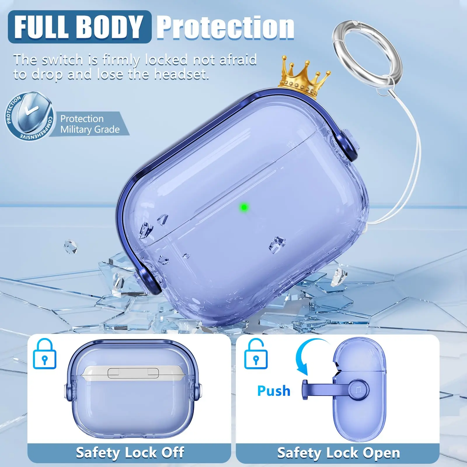 حافظات قفل أمان لهاتف Airpod Pro 3 طقم منظف حامل الهاتف استمتع بتصميم الموسيقى غطاء حماية كامل الجسم لهاتف AirPod Pro 3