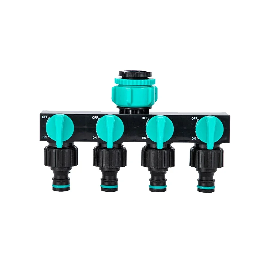 4 Way Garden Hose Splitter, Plastic Hose Connector Agricultural Outdoor Water Spigot Faucet with Quick Connector for Irrigation
