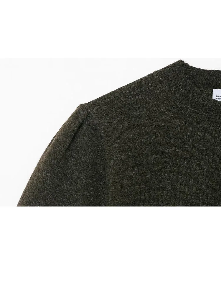 Hh mulher início da primavera moda doce arco decoração mangas curtas cor sólida pulôver de malha topo feminino casual blusa de deslocamento