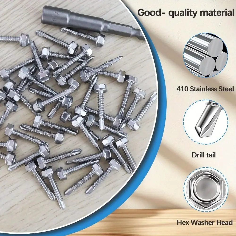 Large Round Head Self Tapping Screws M4.2 Size With Cushion Hex Washer Head Screws Full Thread Hex Nuts With Washers