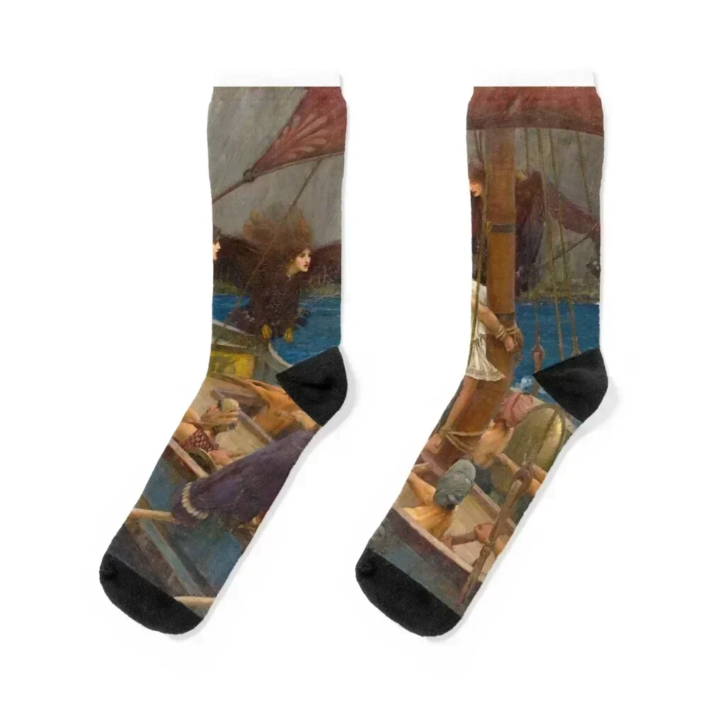 

Ulysses and the Sirens - John William Waterhouse Socks cotton golf kawaii custom sports Male Socks Women's