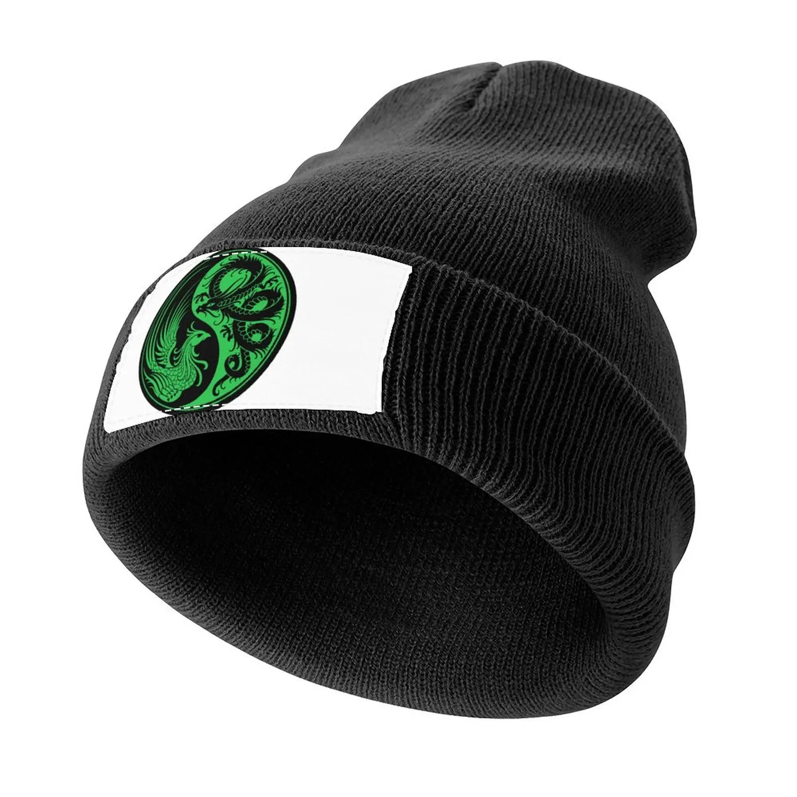 

Green and Black Dragon Phoenix Yin Yang Knitted Cap Rugby Hat Beach Cosplay dad hat Men's Baseball Women's