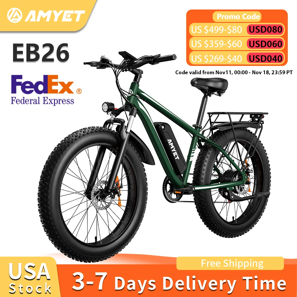 AMYET Electric Bike EB26 Blue Adults Electric Bicycle 31mph Peak 1500W 720WH Ebike 26