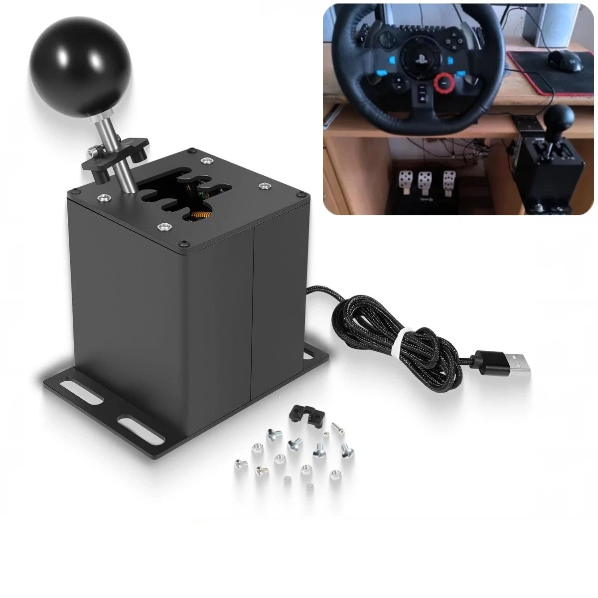 TM PC USB Sim Racing Shifter 6+R H Gear Shifter Compatible con Logitech G29 G27 G25 G920 T300RS/GT Volante