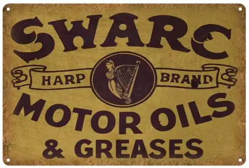 Swarc Harp Brand Motor Oil & Grease Vintage Novelty Metal Sign ; Wall Art