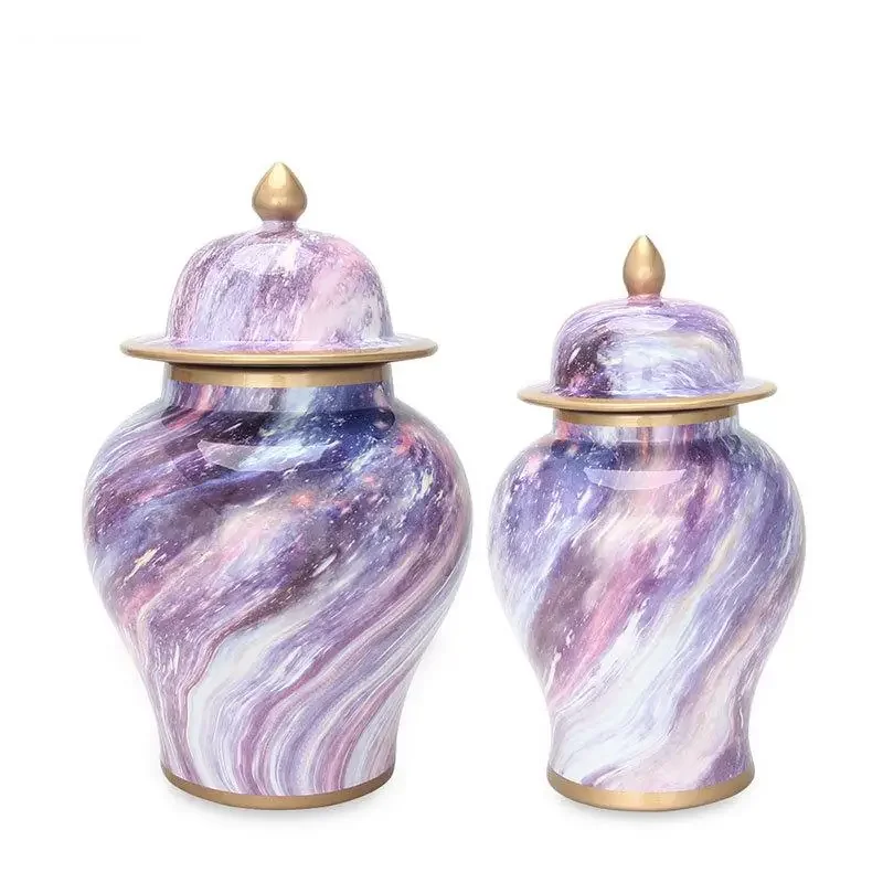 Pot de rangement en céramique à motif nébuleuse violette