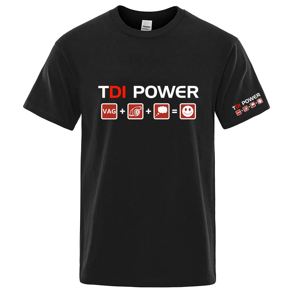 Tdi Power Vag + Turbocharger Funny Men's Summer Round-neck Short-Sleeved T-Shirt - Lightweight and Breathable Fabric