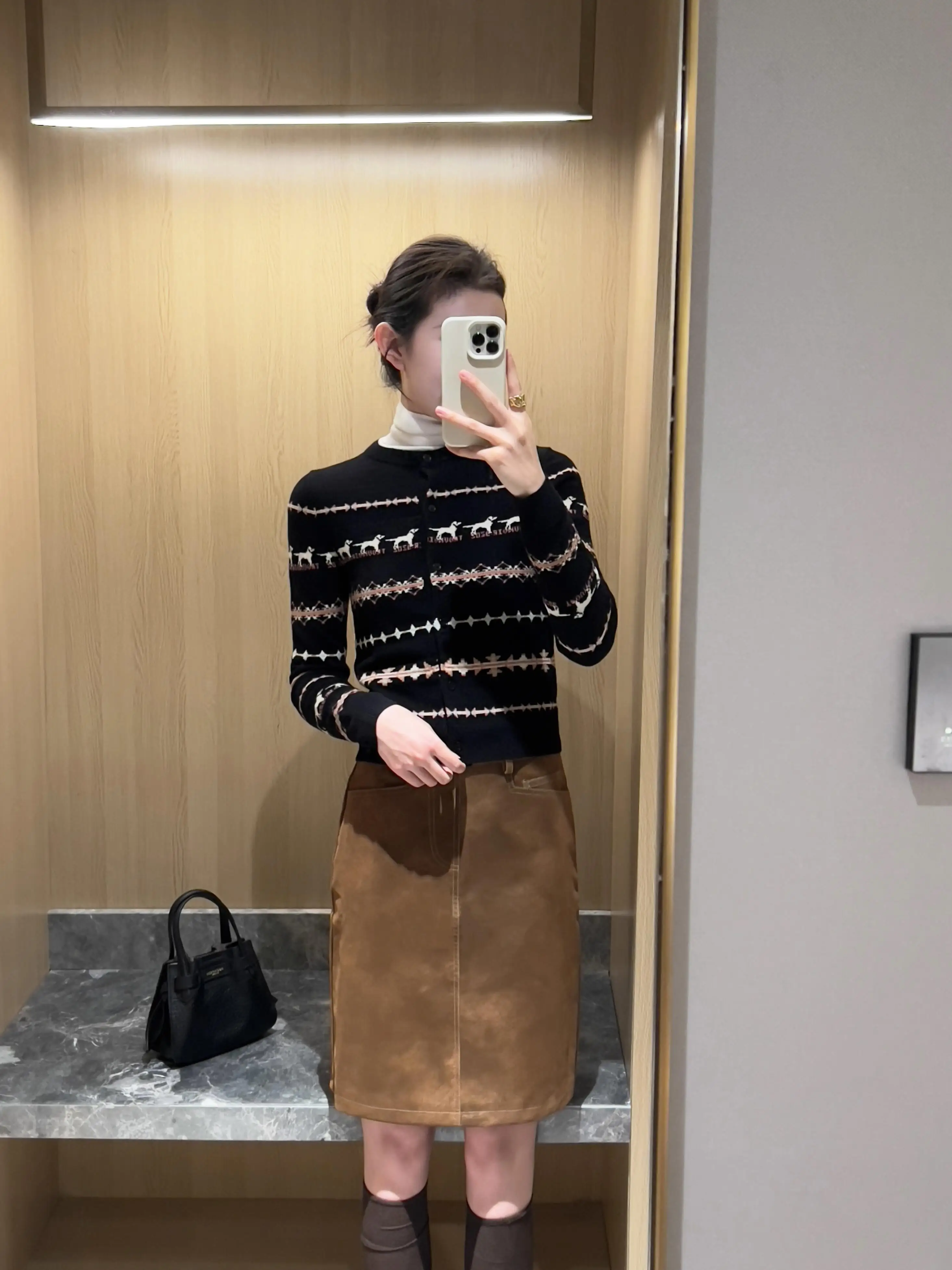 High Quality Suede  Skirt Women's Autumn Winter New Style Versatile Straight Cut Golden Brown Leather Skirt High Waist A-...