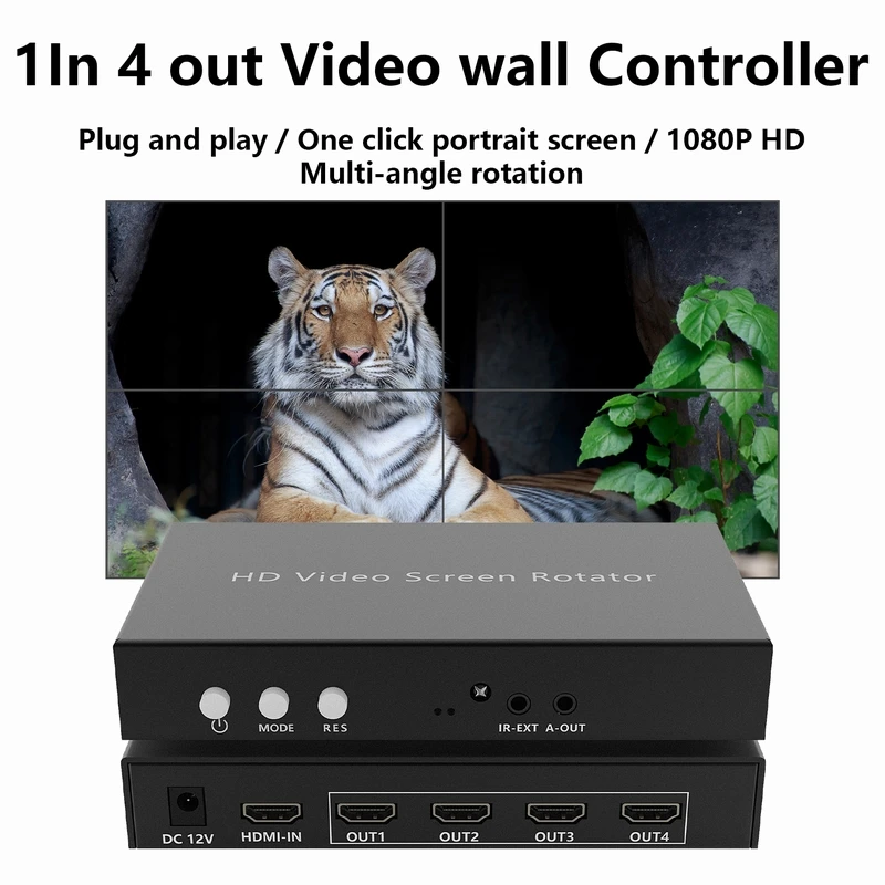 1IN 4 OUT TV splicing Wall Processor Support Horizontal  Vertical Screen Splicing with one click Rotation of 90 /270/180 degrees