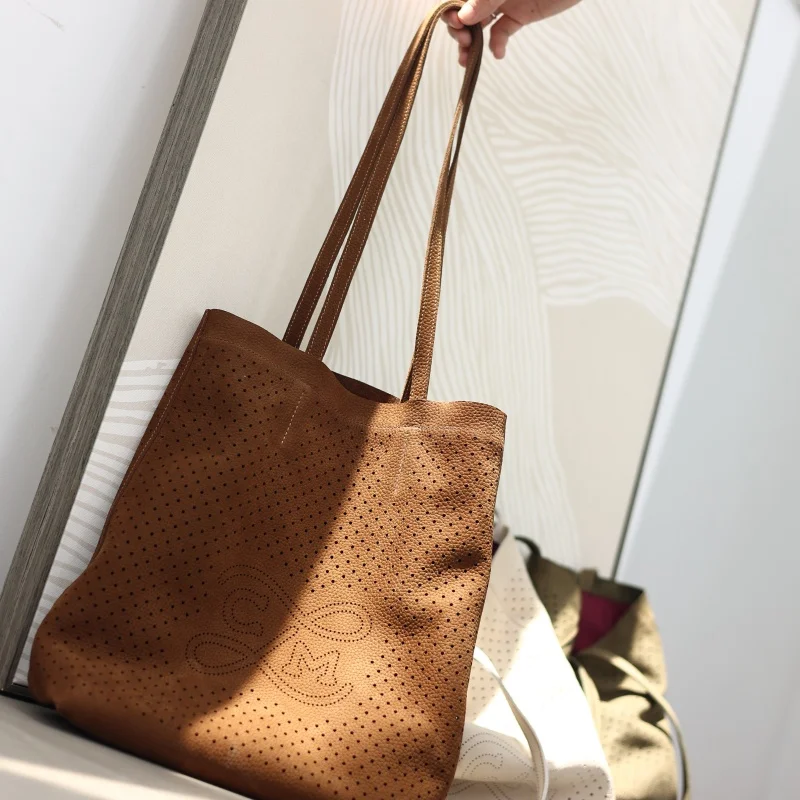 

Сумка-тоут из натуральной кожи с полым дизайном для женщин, роскошные модные мягкие сумки на плечо