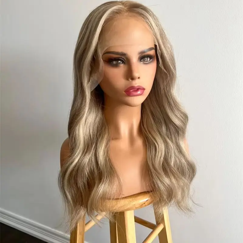 

Highlight Ombre Ash Blonde 13x6 Lace Wigs Brazillian Human Hair Body Wavy Wig Platinum Blonde Glueless 13x4 HD Lace Frontal Wigs