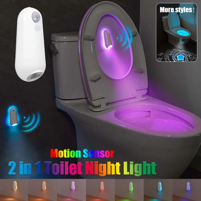 Toilet Nachtverlichting Bewegingssensor Toiletpot Licht Kleurveranderende LED Waterdichte USB Oplaadbare Thuis Badkamer Decoratie