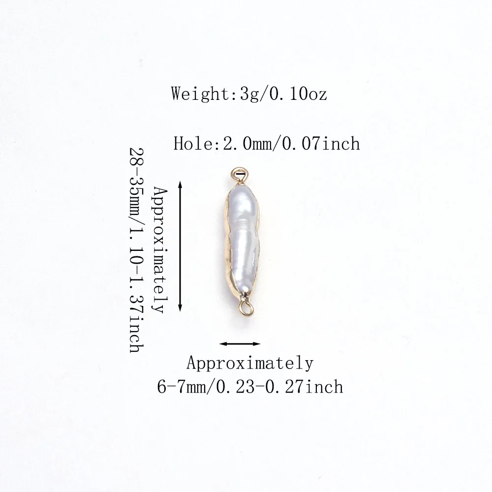 6x28-7x35mm Natural Freshwater Pearl Pendant Irregular Double Hole Connector Jewelry Making DIY Necklaces Accessories 1PC