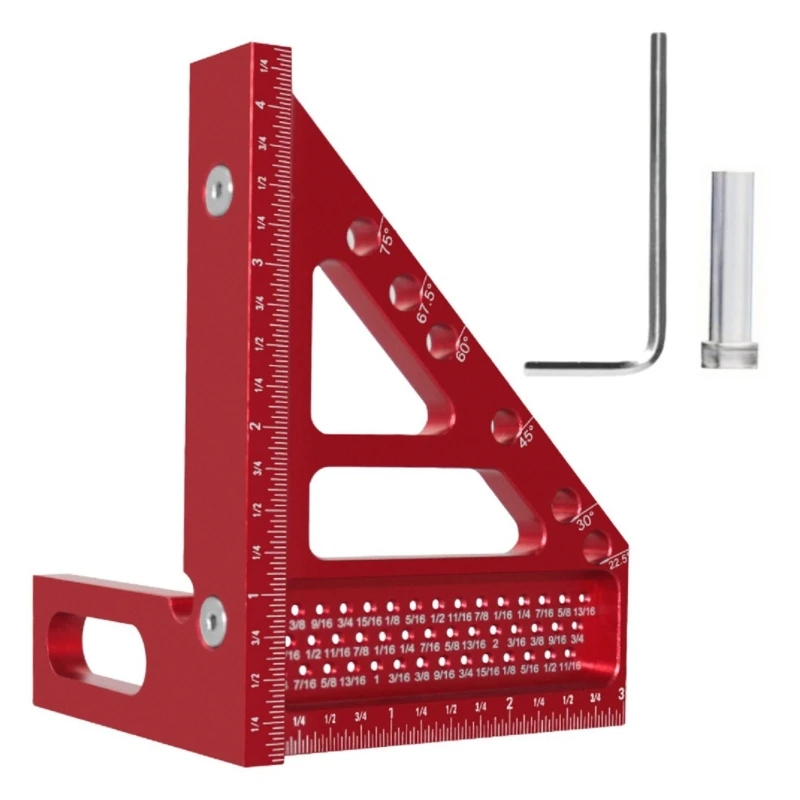 Aluminum Woodworking Protractor with Precisions Marking Holes Multifunctional Aluminum Square for Engineers & carpenter Dropship