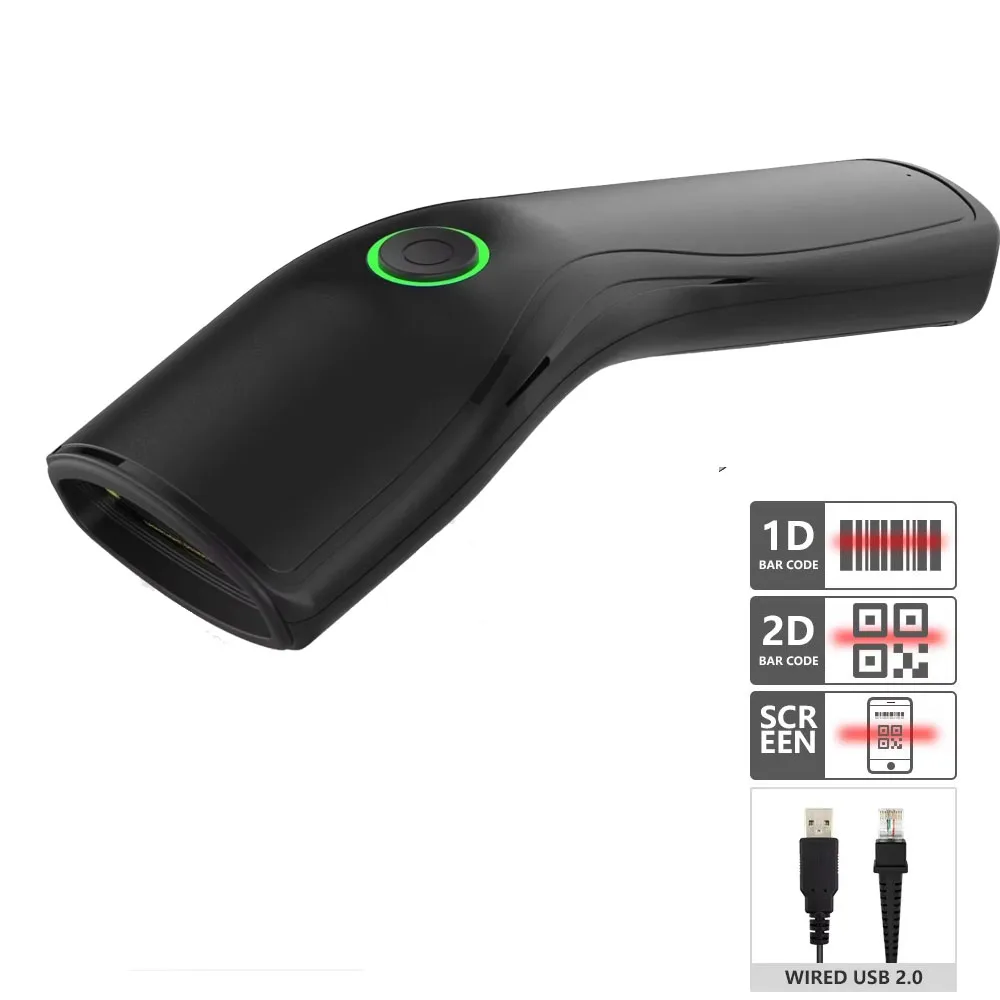 USB Wired 1D 2D QR Code Scanner Fast Handheld Barcode Reader for POS Pharmacy Express Shop