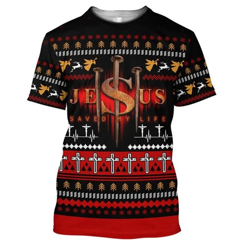 Fashion Jesus Graphics T Shirts Summer Trend Short Sleeve O Neck 3D Printed Christian T-shirts Casual Loose Streetwear Tees Tops