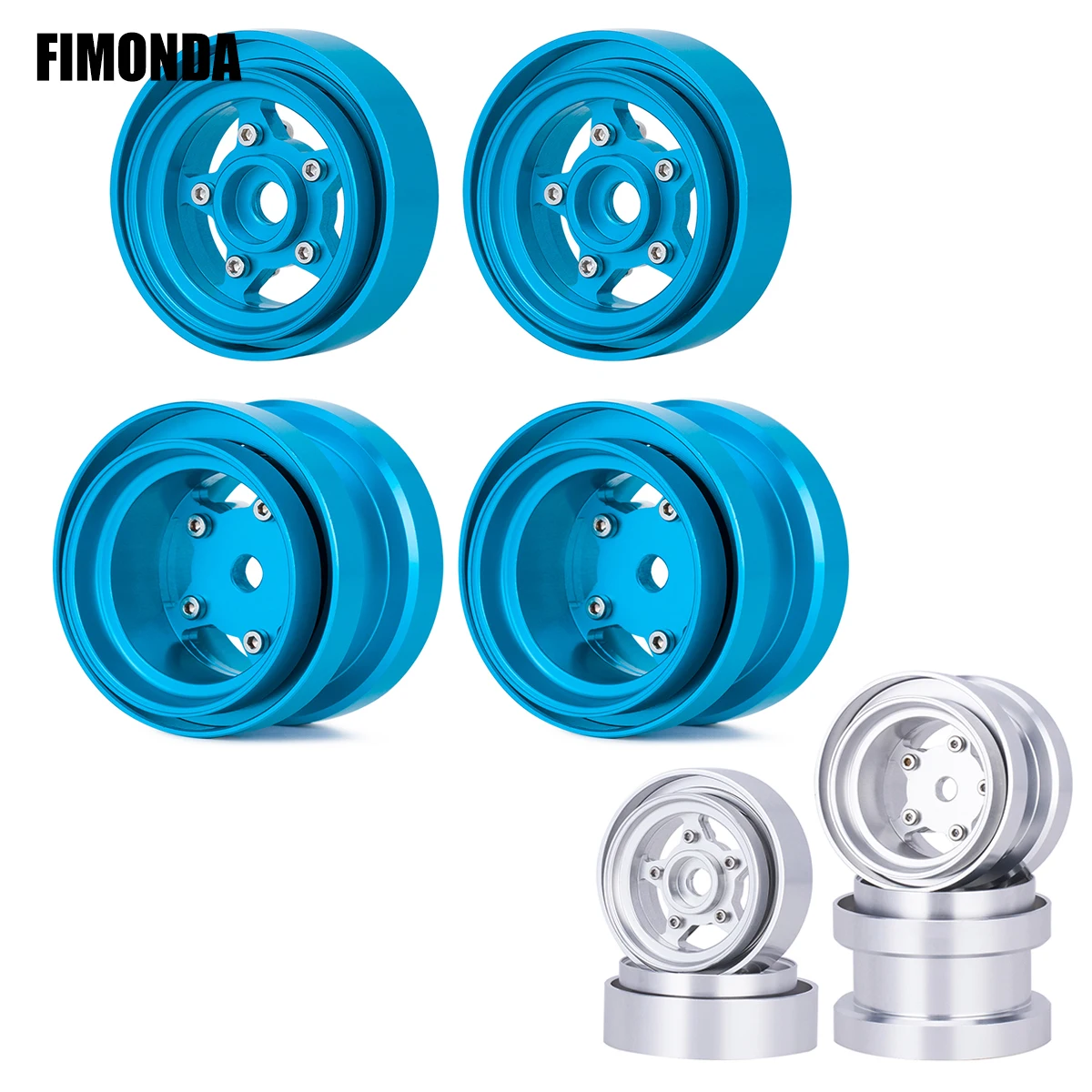 4pcs CNC Aluminum Beadlock Wheels Rim Hub Upgrade Kit for 1/10 RC Buggy Car Tamiya Frog Grasshopper Hornet Sand Scorcher Parts