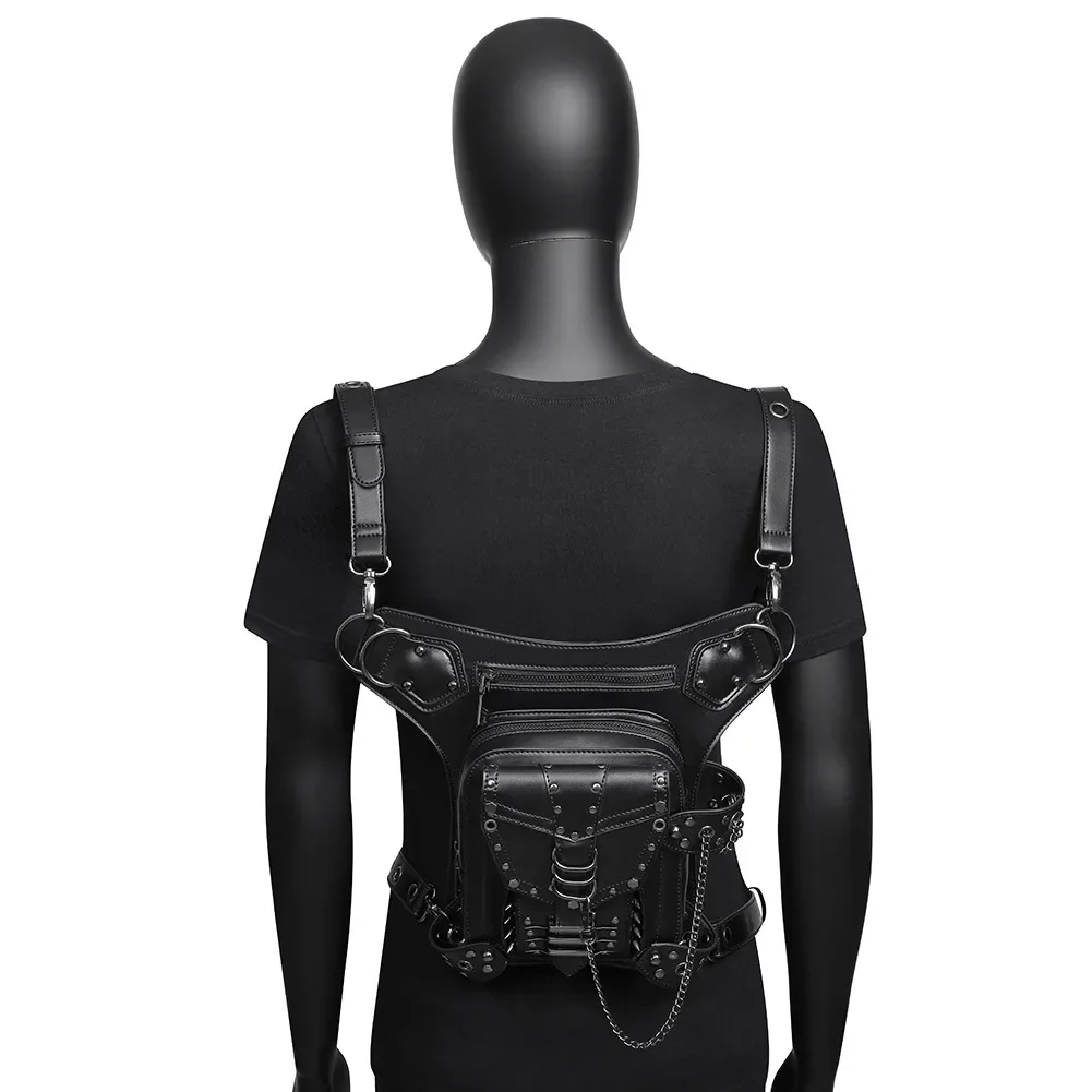 Motorcycle Steampunk Leg Bag Punk Retro Rock Gothic Goth Shoulder Waist Bags Thigh Bag Hip Hop Rivet Packs Style for Women Mens