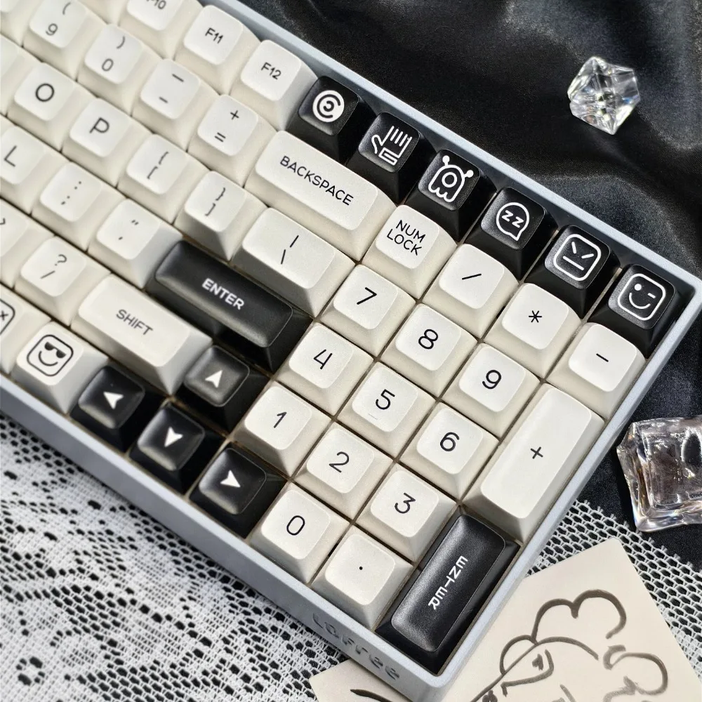 QXA keycap putih PBT 160 kunci, dipersonalisasi, sublimasi, dapat disesuaikan, aksesori keyboard mekanis kustom