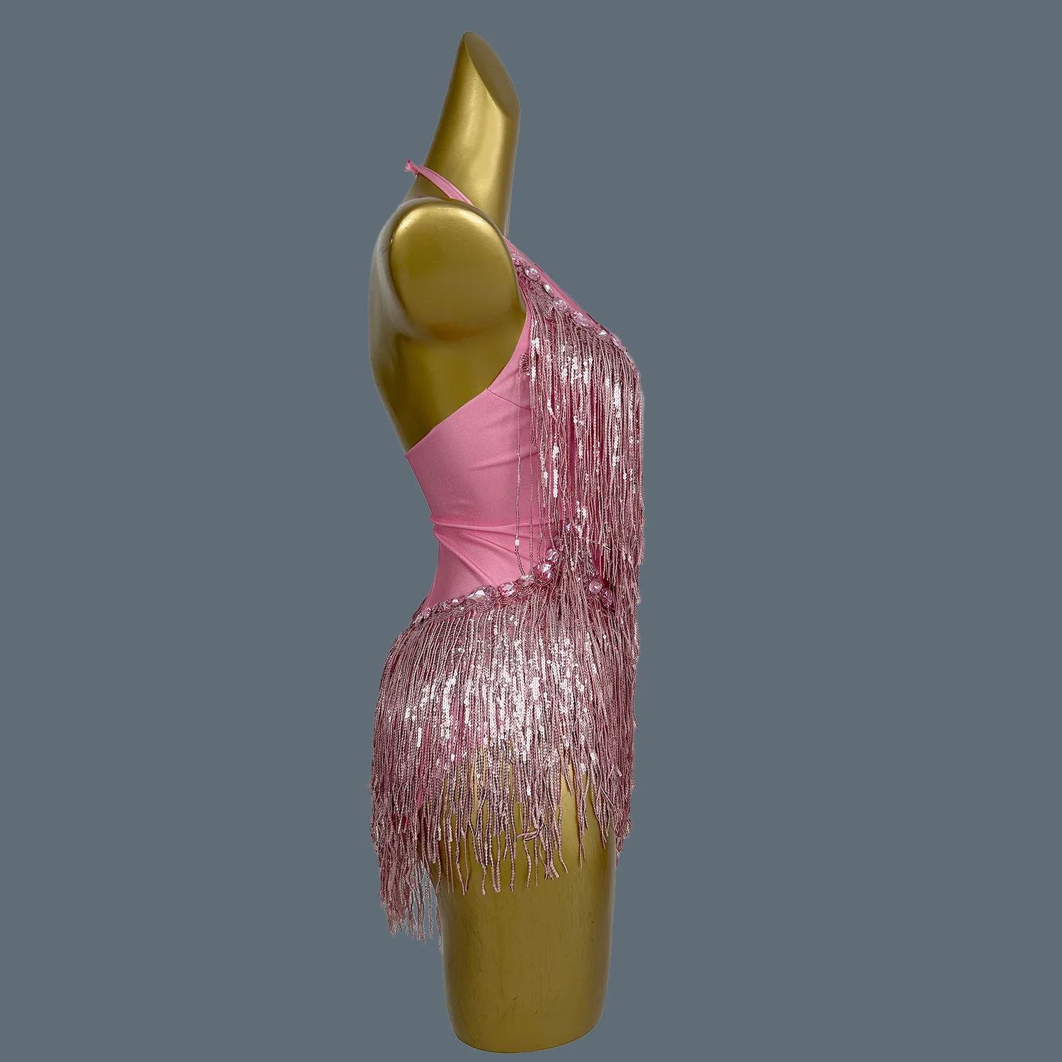 Sexy Pink Sequins Fringes Crystal Leotard Women Club Rhinestone Tassel Dance Bodysuit Stage Performance Costumes Shuye