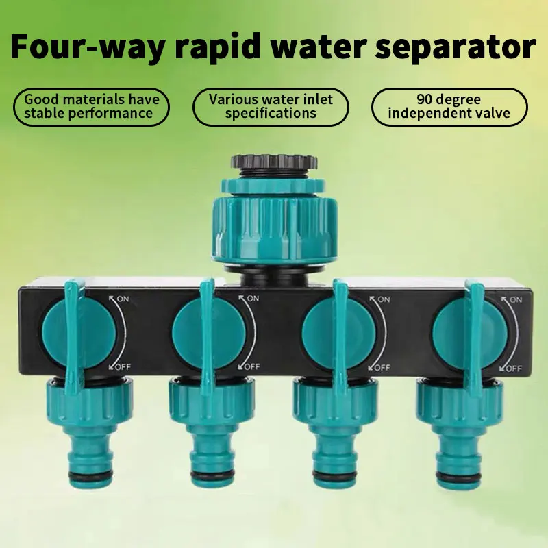 

1" to 3/4" to 1/2" 4-Way Water Splitter Valve Splitter Hose Pipe Tap Connector Garden Irrigation Watering Joint Fittings Valve