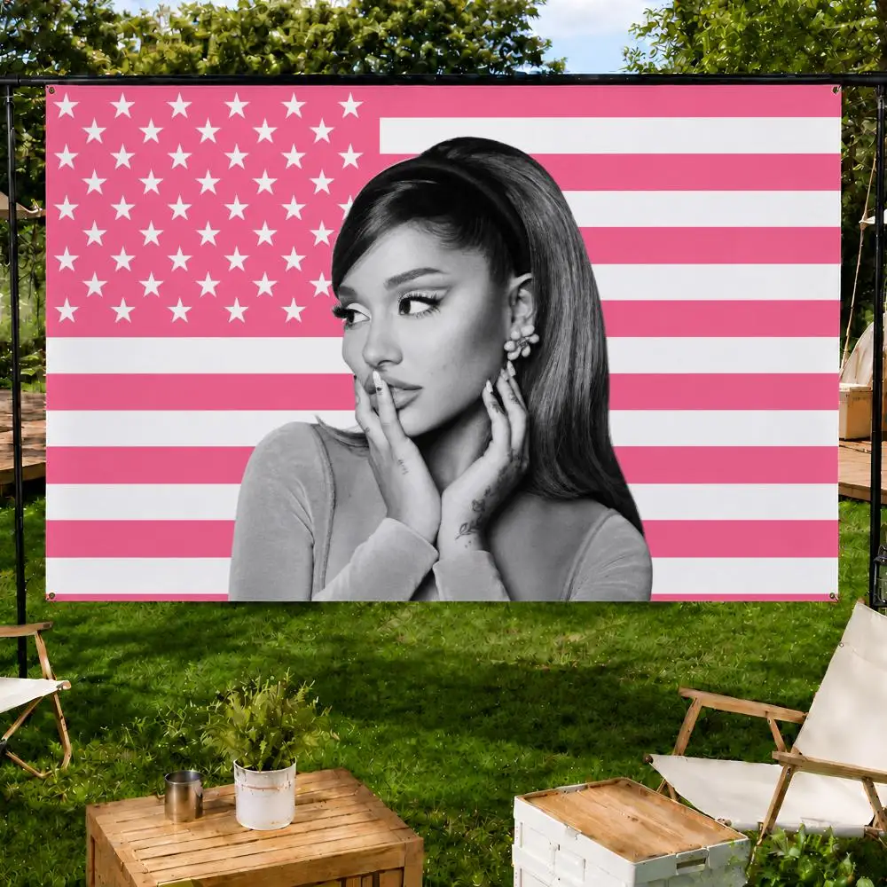 Music Ariana Grande Pop Vocal Flags Fan support, home, dormitory, wall decoration, outdoor camping, party banners, gifts