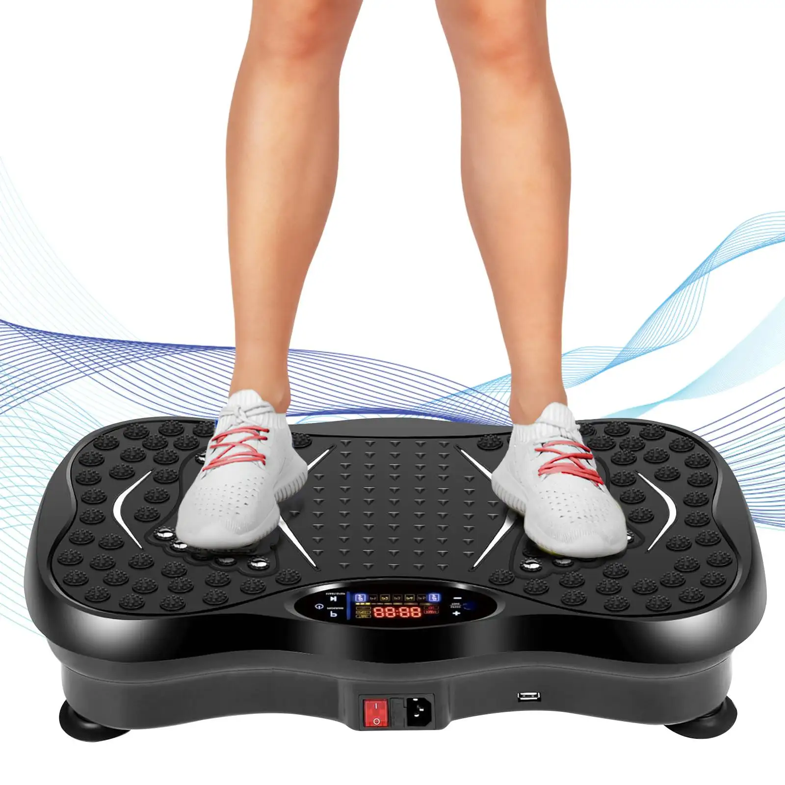 99-Gang-Vibrationsplatte mit Bluetooth und Widerstandsbändern, Heim-Fitness-Trainer für Gewichtsverlust, Muskelstraffung, Fettverbrennung, Trainingsgerät
