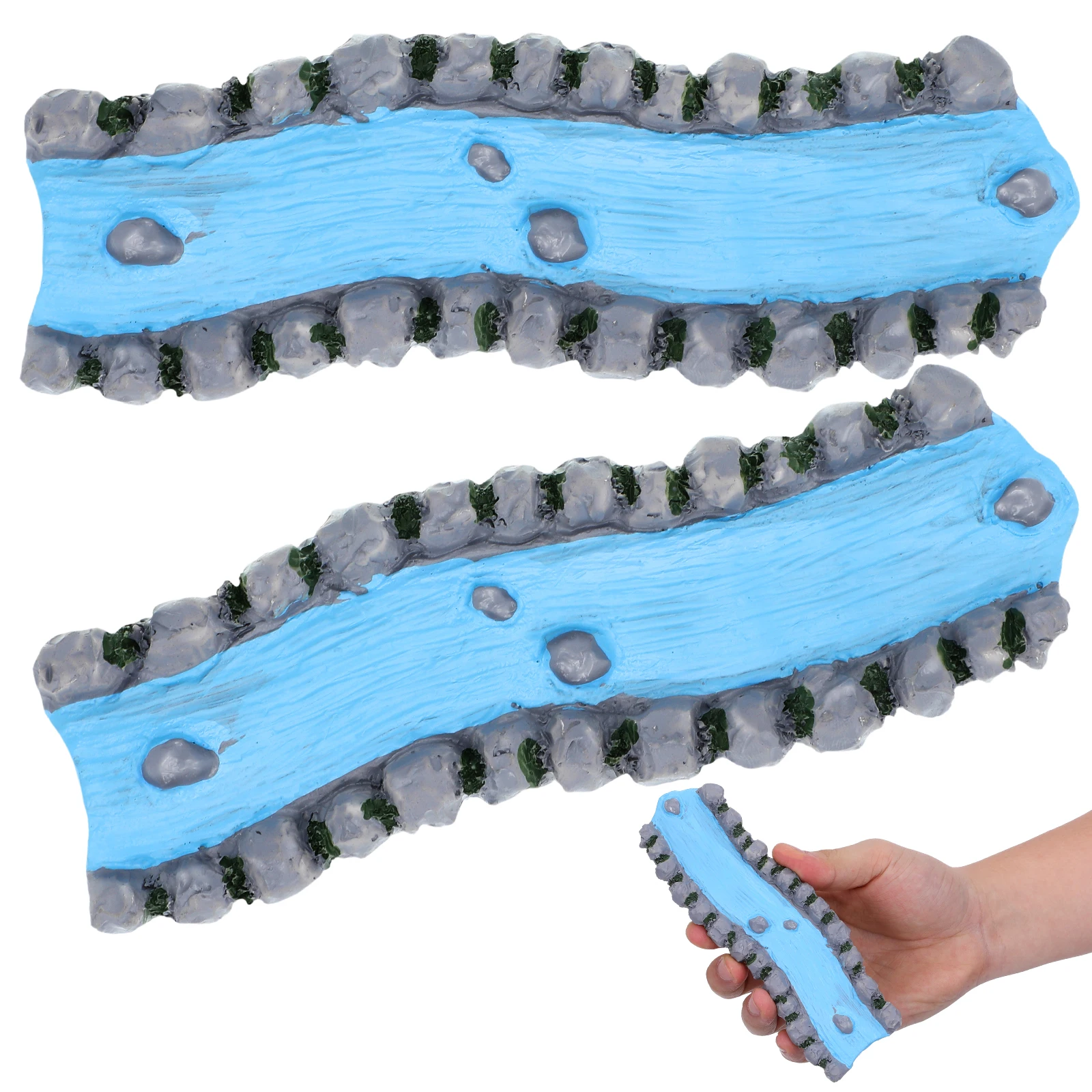 

2pcs Resin Stream Sand Table Decor Miniature Water Feature For Dollhouse Landscape Diy Scenery Layout Fairy Garden River