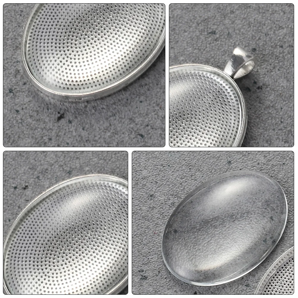 6 قطعة الوقت الأحجار الكريمة قلادة صينية البيضاوي زجاج قبة Diy بها بنفسك صنع المجوهرات قاعدة الحرفية الراتنج فارغة إعداد قلادة قاعدة #3