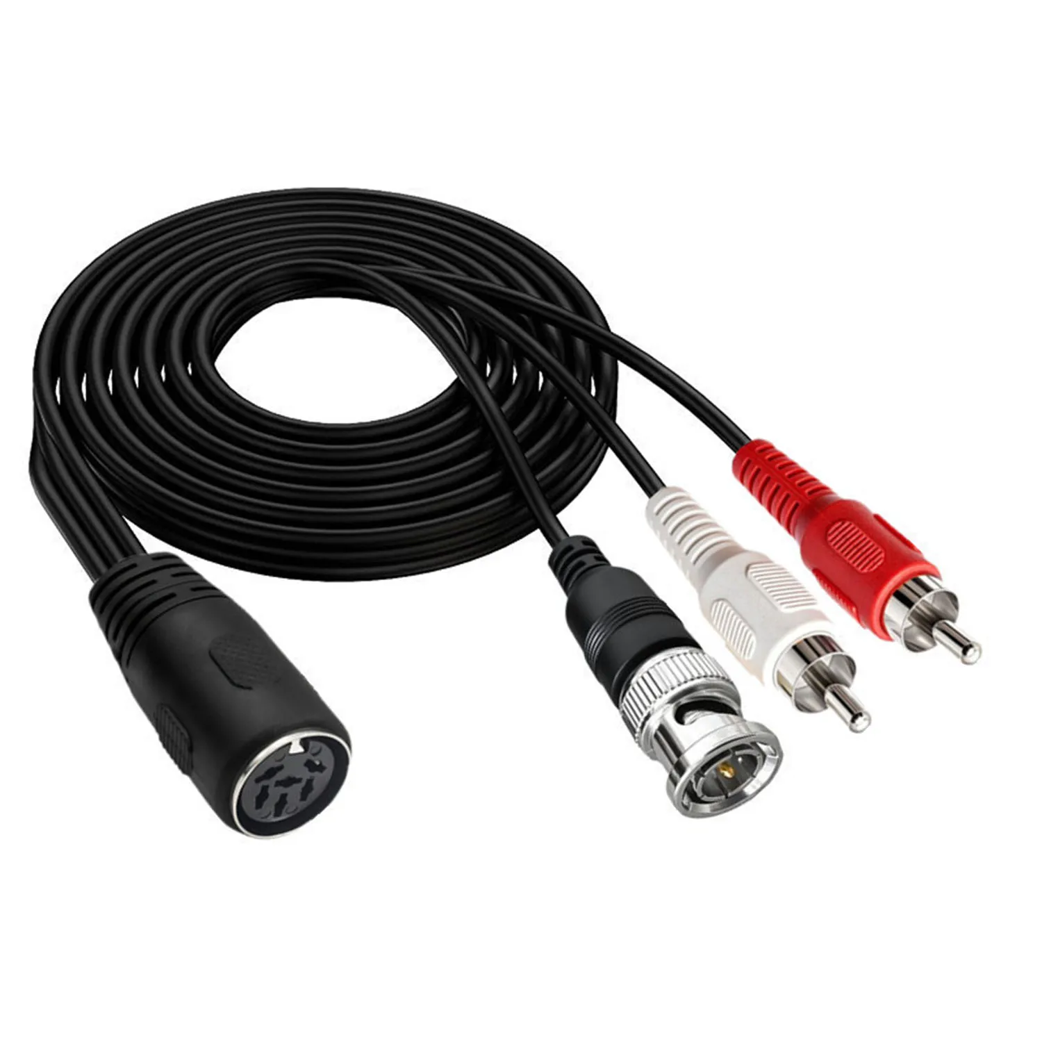 1pc 6 Pin DIN Stereo Signal Cable Twin RCA BNC Male Audio Lead For Stereo Deck Audio Oscilloscope Broadcast Monitoring Equipment