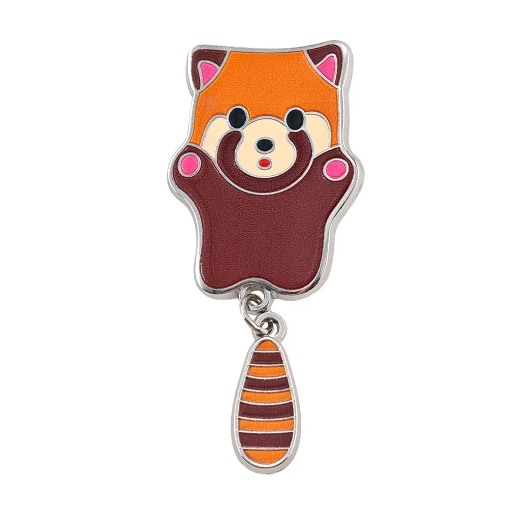 Niedliche Rote Panda-Emaille-Pins mit baumelndem Schwanz, lustige Tier-Broschen, Kawaii-Metall-Abzeichen, Rucksack-Anstecknadel, Schmuckgeschenk – Detail 5