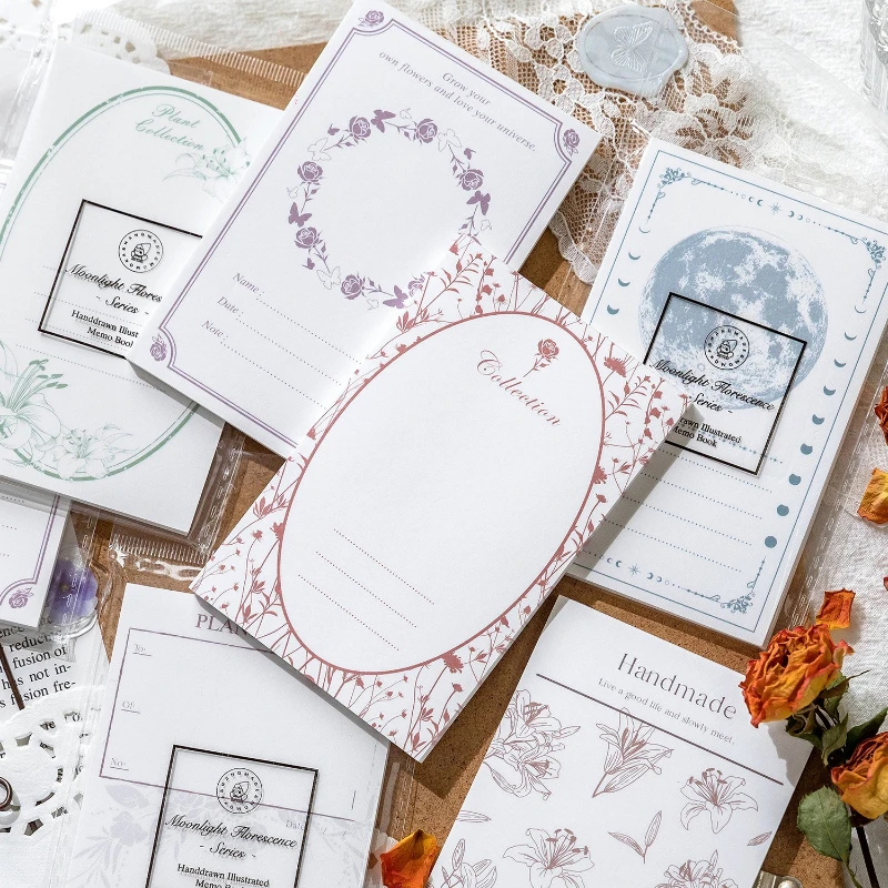 Geschenk handgezeichnetes Notizbuch Flower Time Series unter dem Monat Nachricht DIY Dekoration Büro Schulbedarf Kawai Briefpapier
