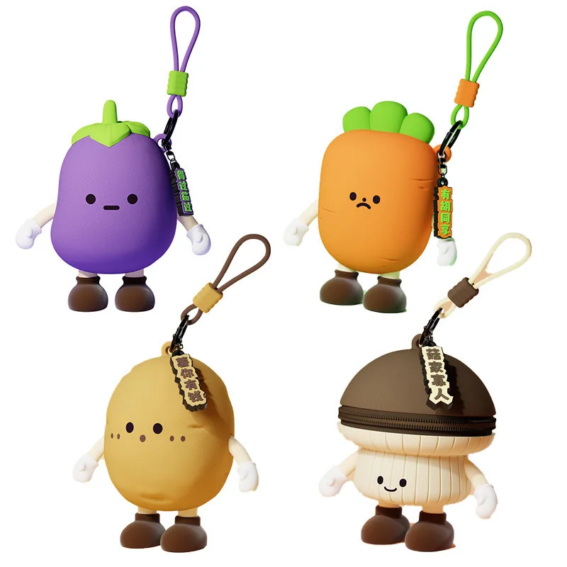 Hot Selling Cartoon Cute Vegetables Silicone Portable Coin Purse for Going Out, Headphones, Mini Bag, Pendant, Gift Toy