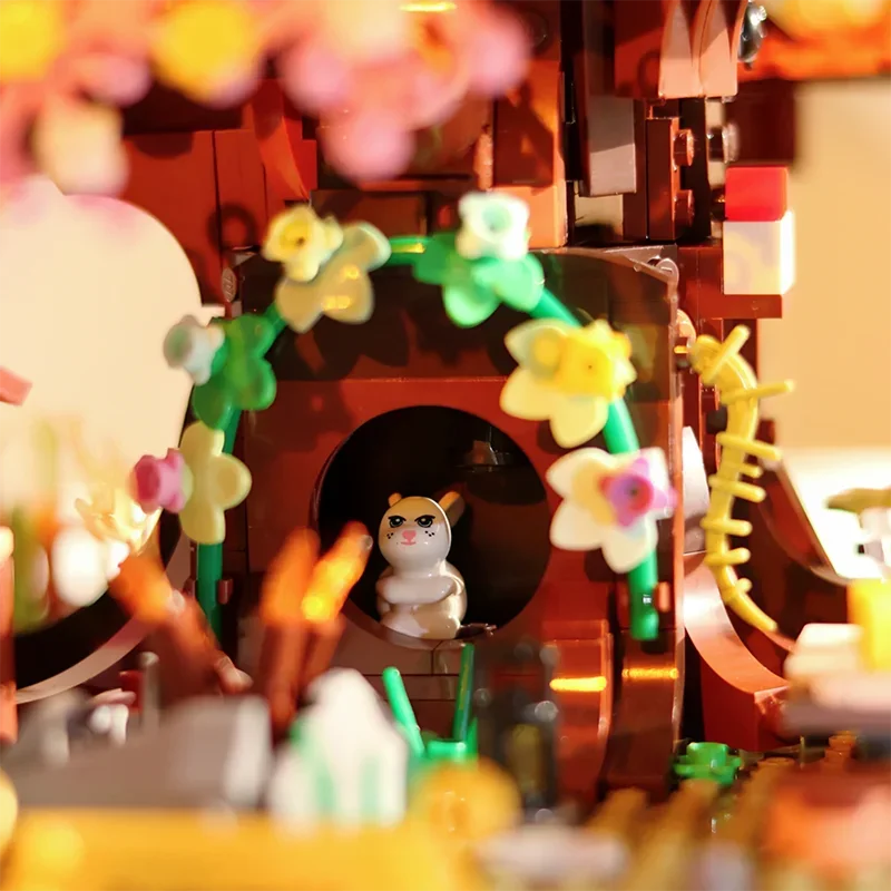 2 IN 1 Fiore Albero Casa Building Blocks Luci Modello City Street View Mini Mattoni assemblati Giocattoli per bambini Ragazze Regali di Natale