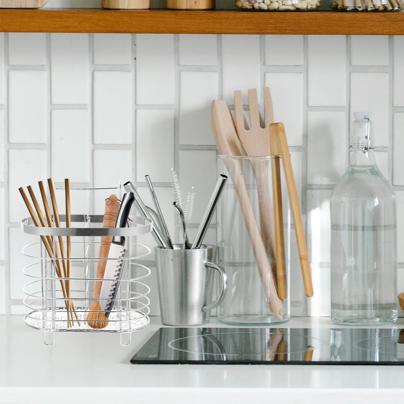

Stainless Steel Chopsticks Holder Kitchenware Drying Rack Cutlery Container Hanging Utensil ganizer Silverware Drain Bucket