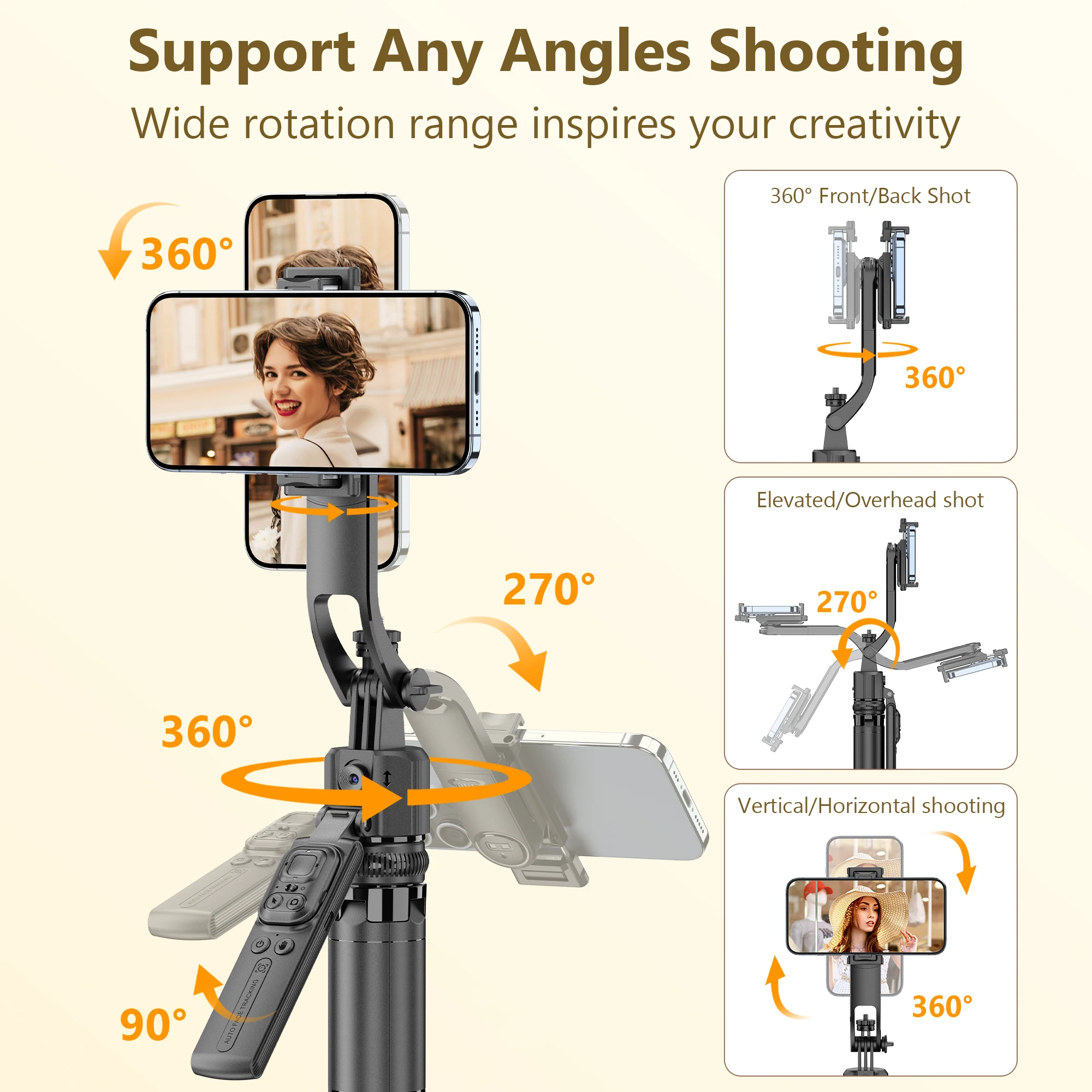 Selfieshow C17 Inteligentne śledzenie twarzy AI Stabilne strzelanie Bluetooth GMiddbal Quadrapod Selfie Stick Stabilizator telefonu komórkowego