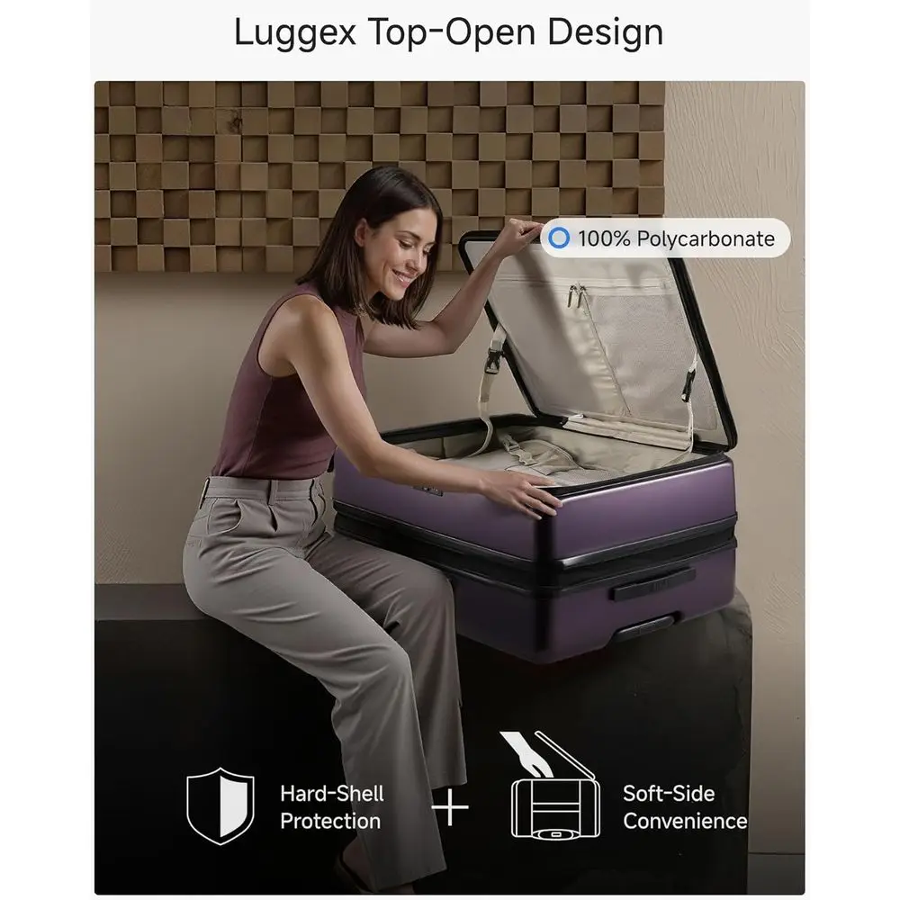 حقيبة دوارة من البولي كربونات قابلة للتوسيع مع قفل TSA، 28 بوصة أرجواني #2