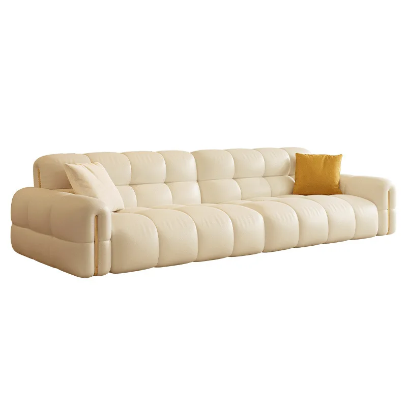 

Light luxury chocolate piano key sofa straight row small apartment living roo