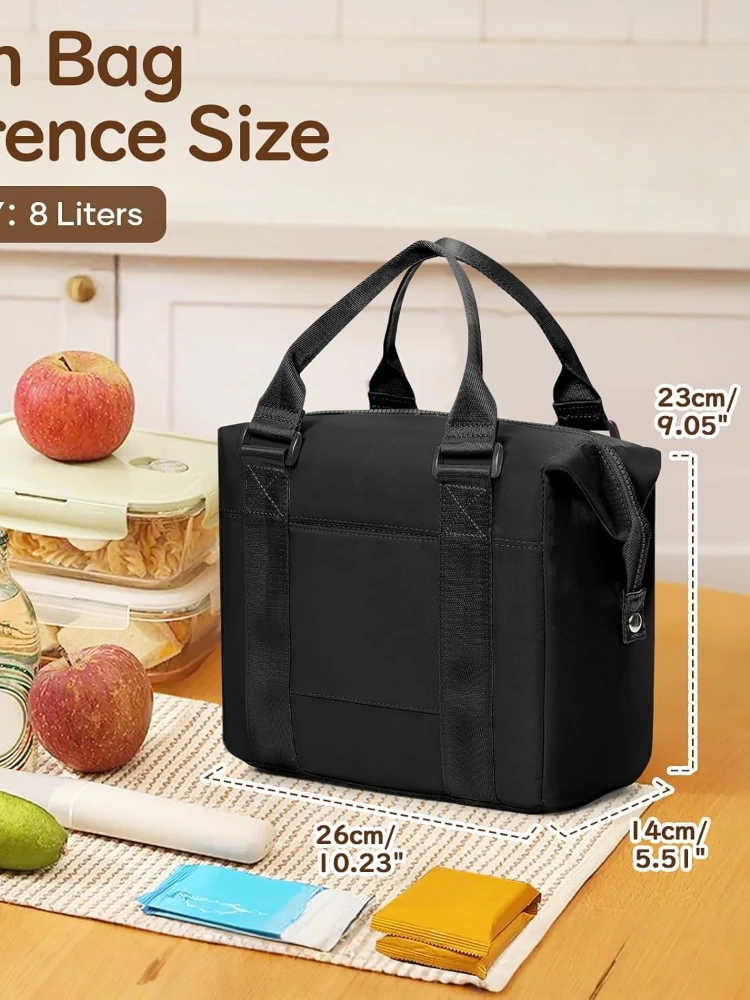 Adult Lunch Tote Cooler Bag loncheras para mujer Lunchbox Lunchbag for Men Work Picnic Office Beach Black