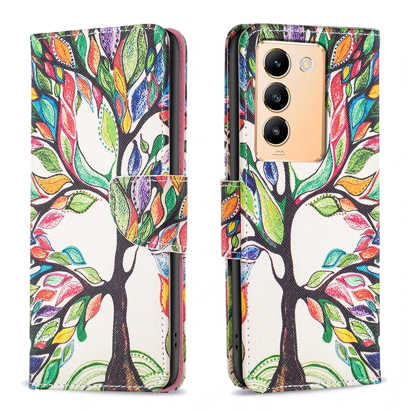 Flip Case For VIVO Y200E Case Painted Pattern Leather Cases on For Etui VivoY200e Y 200E V2336 vivo Y200 V2307 Stand Phone Cover